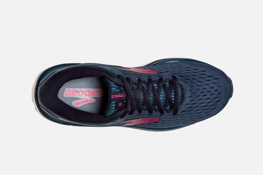 Brooks Running Shoes - Dyad 11 Road Womens - Navy/Pink - YTM-276831